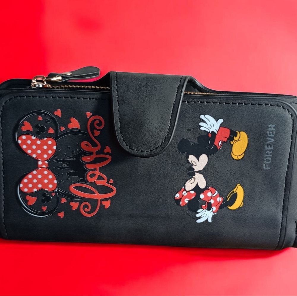 Mickey & Minnie Forever Lovely Wallet NWOT Black - Picture 3 of 7
